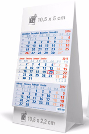Kalendarium blau-weiß-blau mit roten Sonntage mit Rückseite das jahreskalendarium