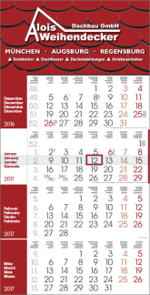 4-Monatskalender Monats Kalender 2025 rot