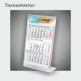 3-Monats Tischkalender mit Metallaufsteller