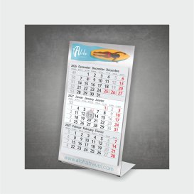 3-Monats Tischkalender mit Metallaufsteller
