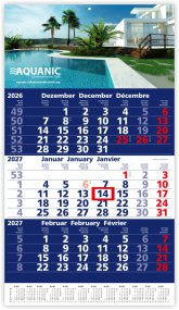 3-Monatskalender Solid anthrazit weiß mit roten Sonn- und Feiertagen Monats Kalender 2025