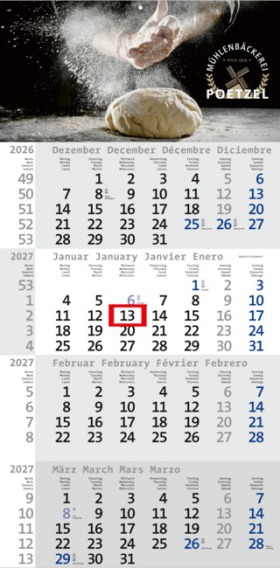 Rational 4-Monatskalender - blaue Sonn-/Feiertage